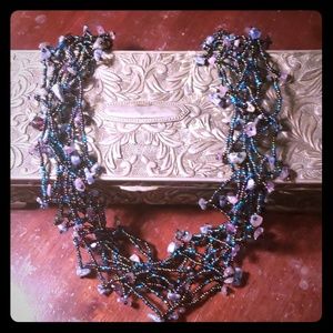 Handcrafted Iolite, Amethyst and Beaded Necklace